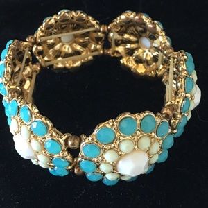 Women’s teal white and gold tone bracelet